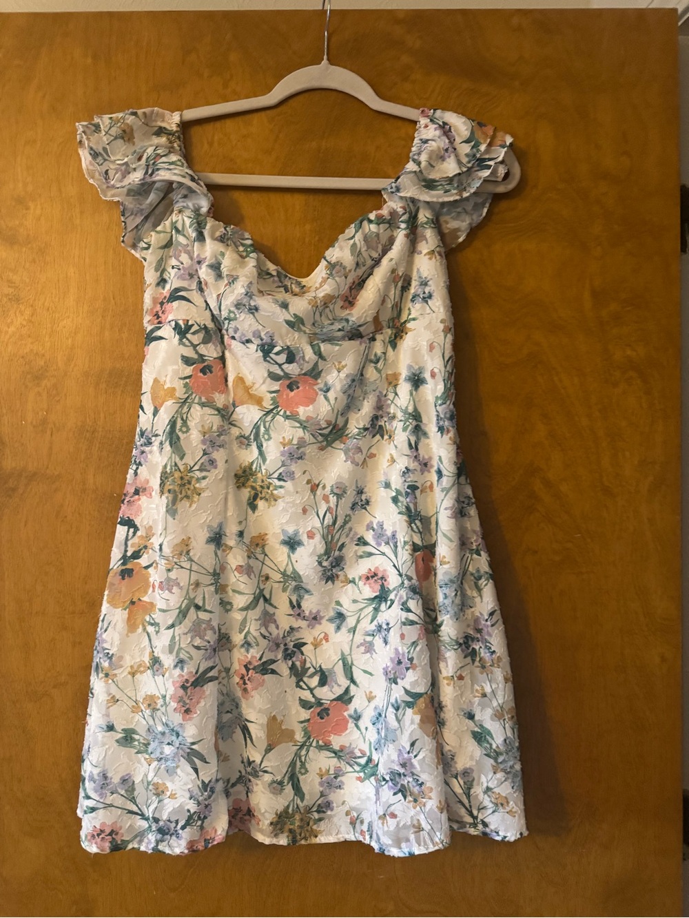 wild fable Cream Floral Ruffle Dress